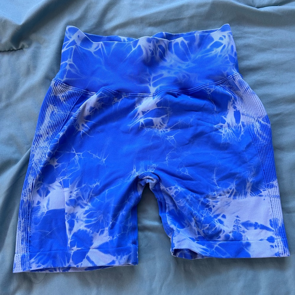 Blue Tie-Dye Biker Shorts